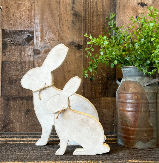 Primitive Rustic Wood Bunny Shelf Sitter - Style One