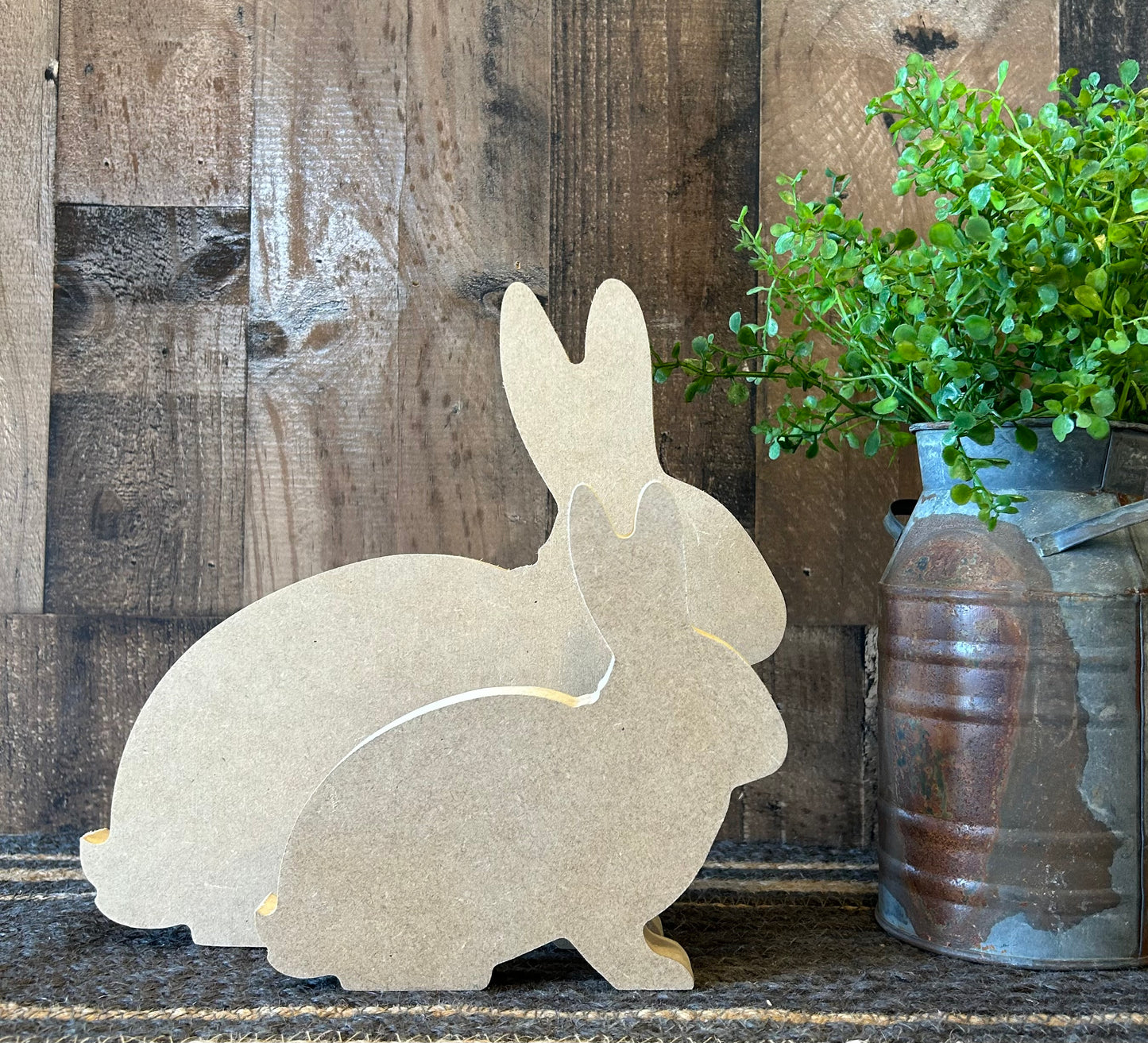 Primitive Rustic Wood Bunny Shelf Sitter - Style Two