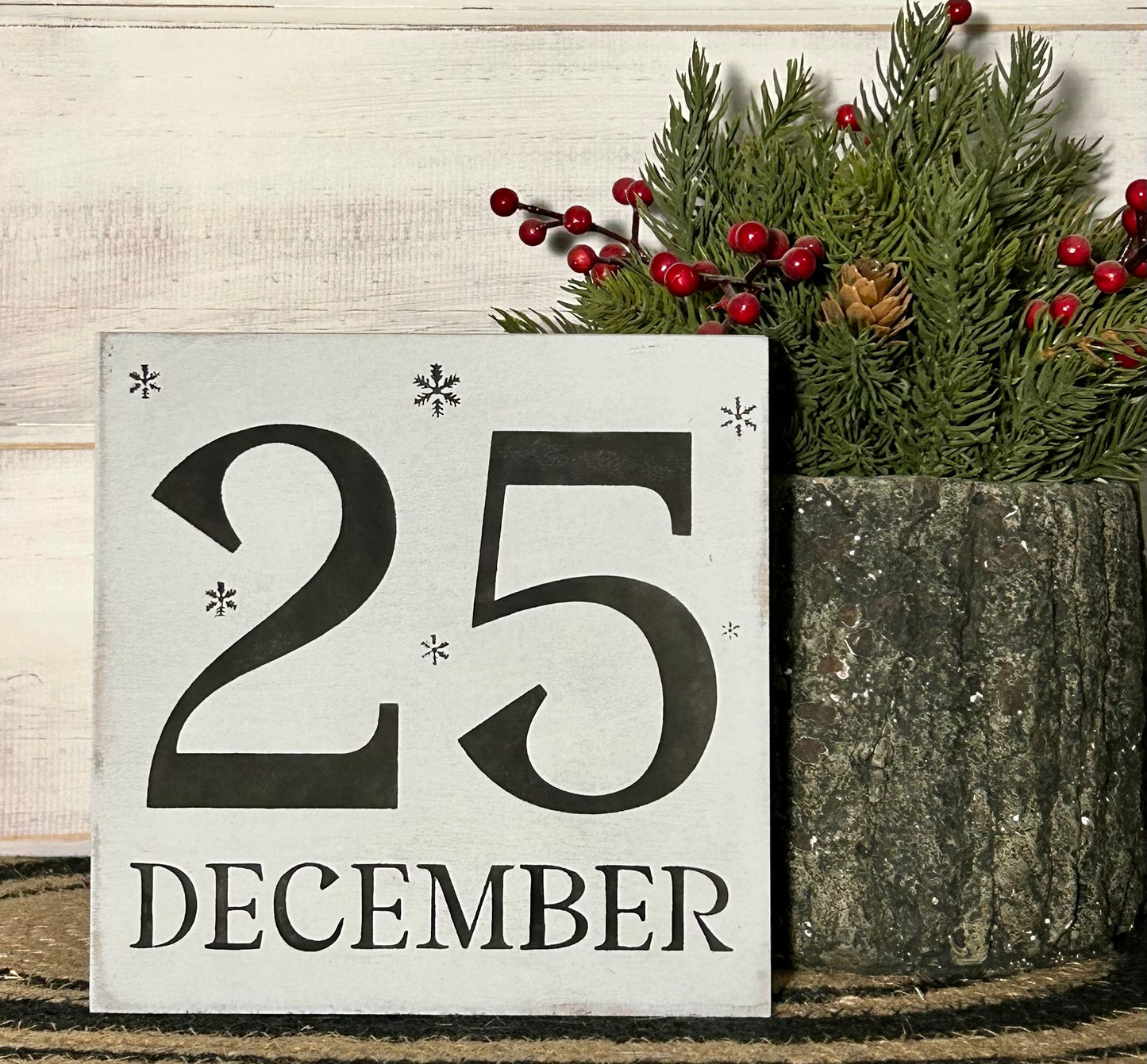December 25 - Rustic Wood Holiday Shelf Sitter