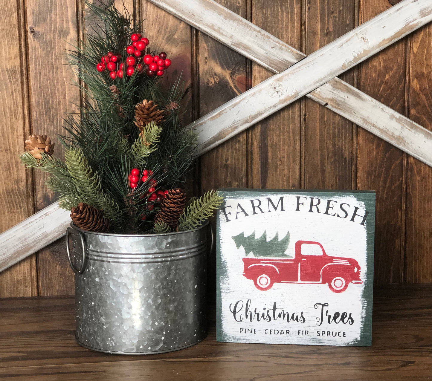 Farm Fresh Christmas - Rustic Holiday Shelf Sitter