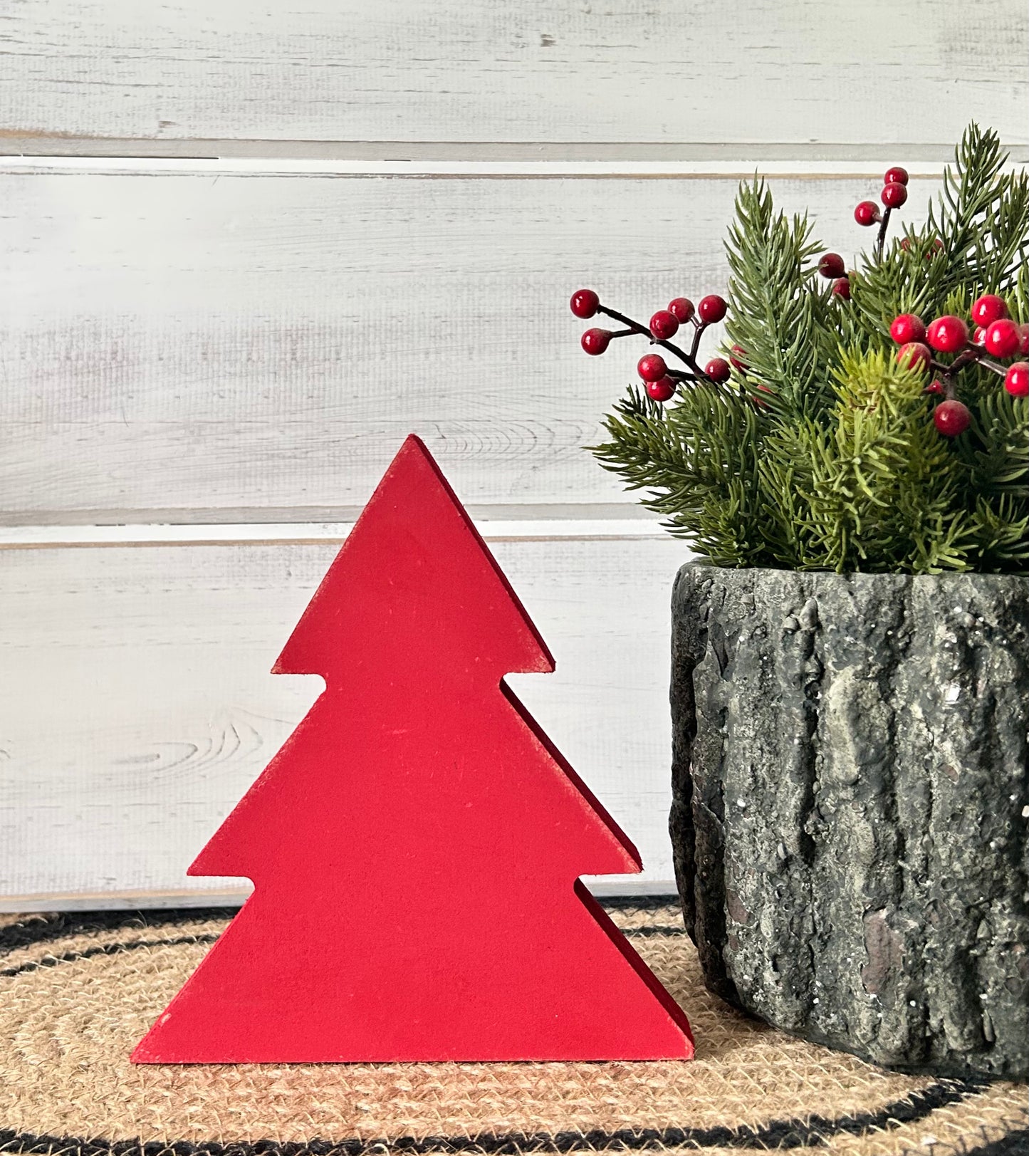Primitive Wood Christmas Tree Sitters - Triangular Style