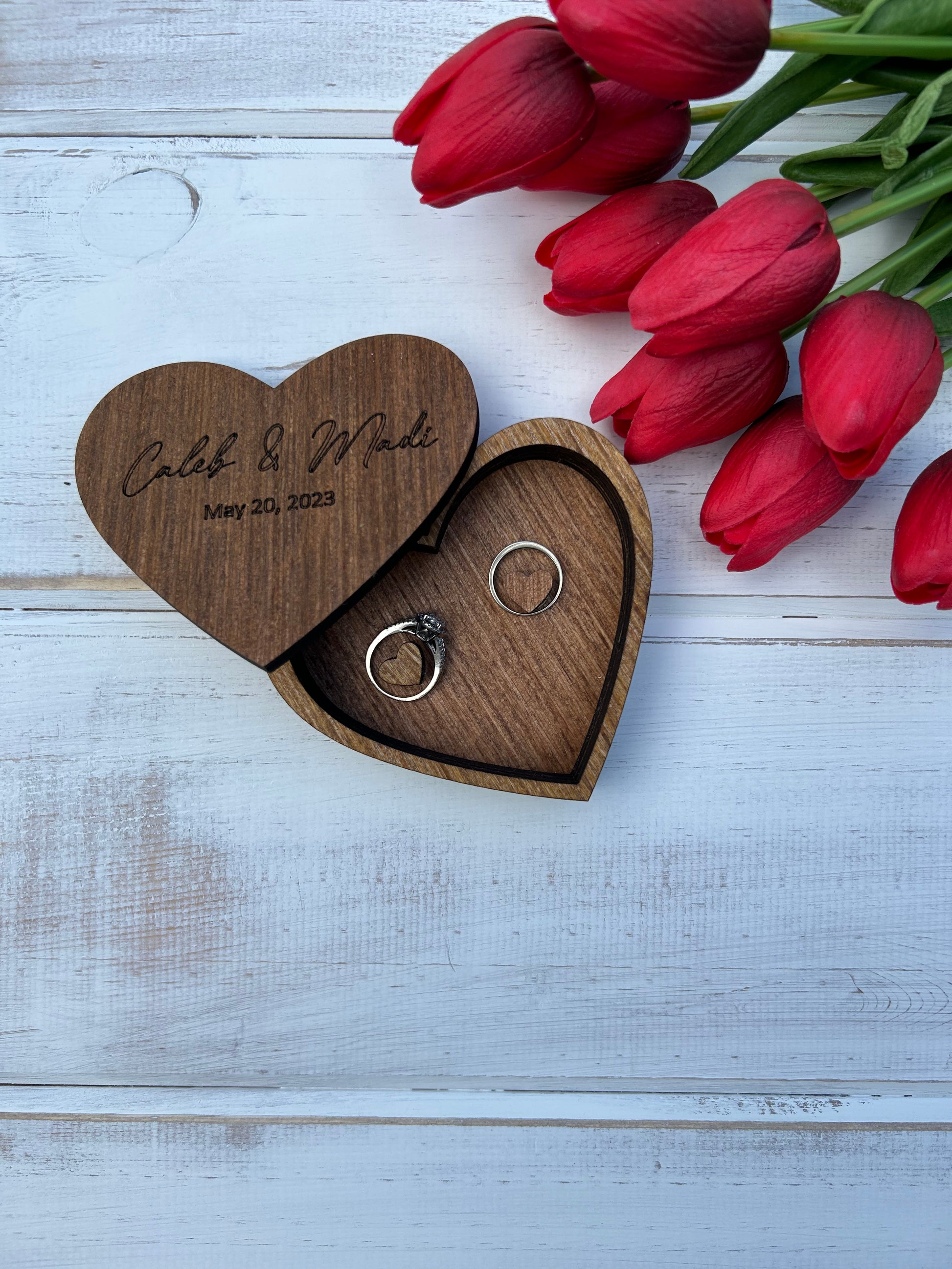 Heart shaped wood jewelry box
