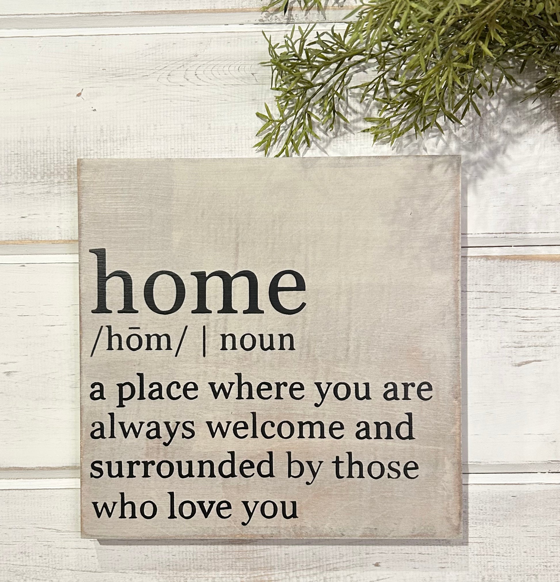 "Home" inspirational wood sign