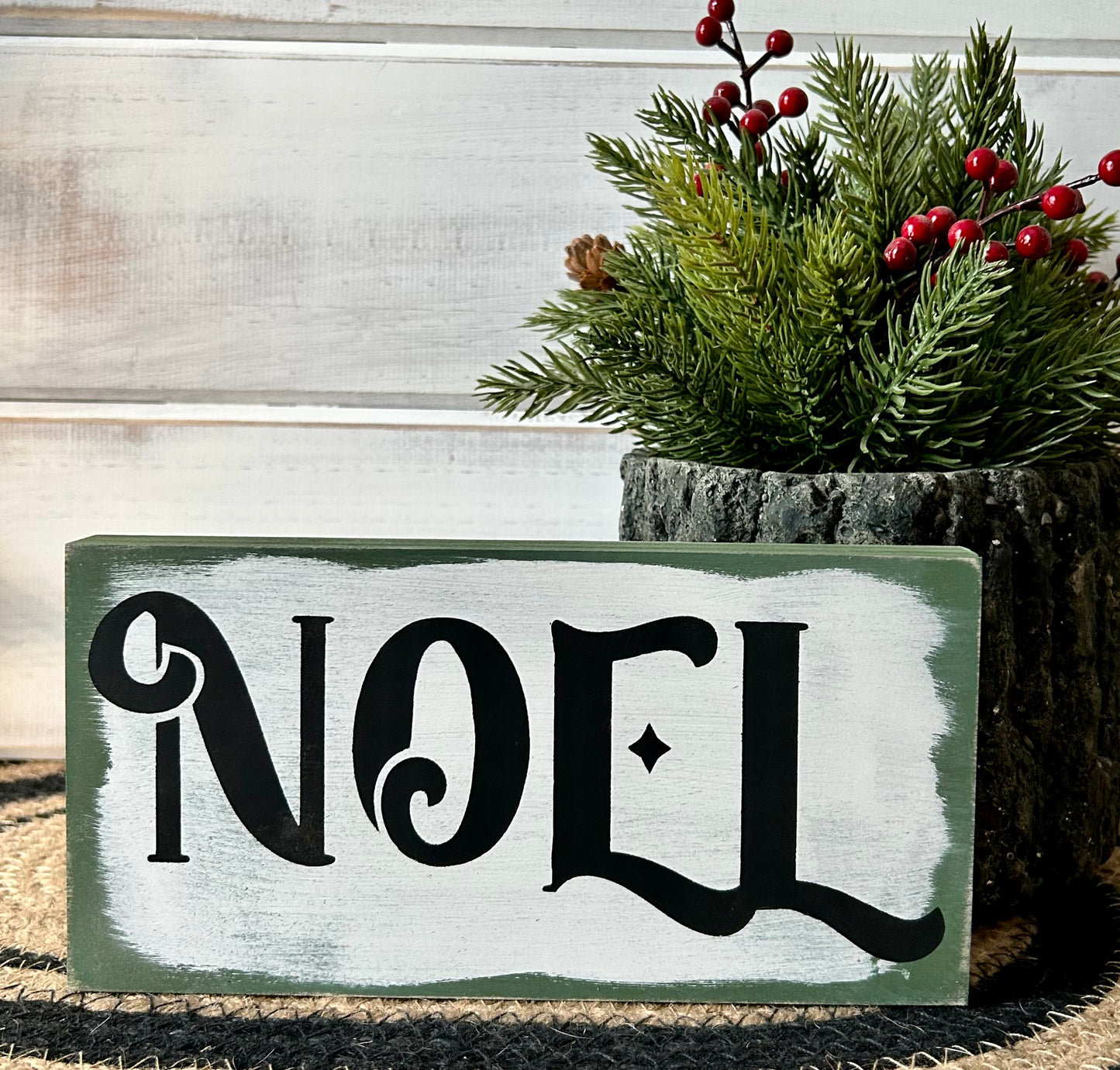Noel - Christmas Rustic Wood Shelf Sitter