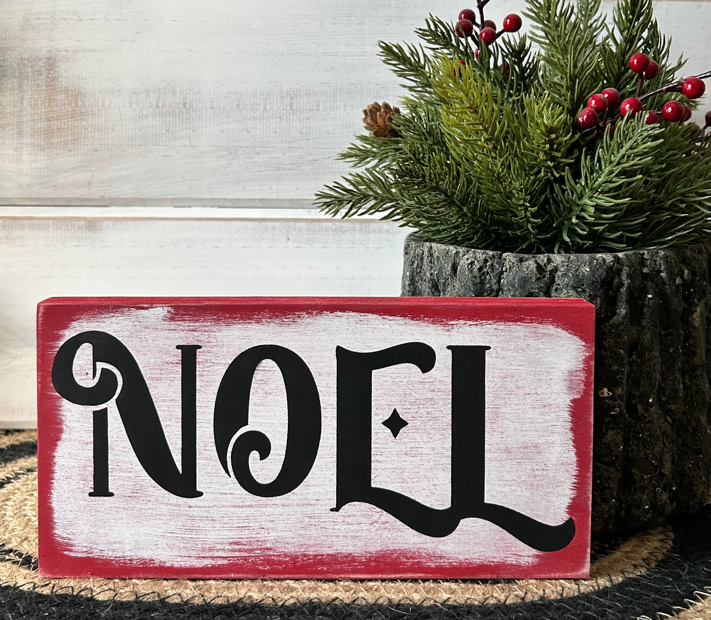 Noel - Christmas Rustic Wood Shelf Sitter