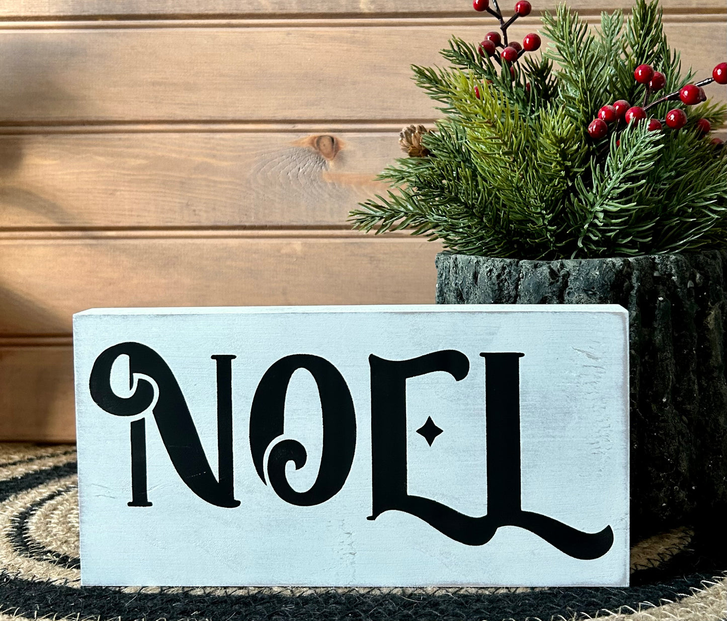 Noel - Christmas Rustic Wood Shelf Sitter
