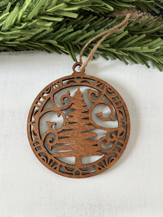 wood Christmas tree ornament
