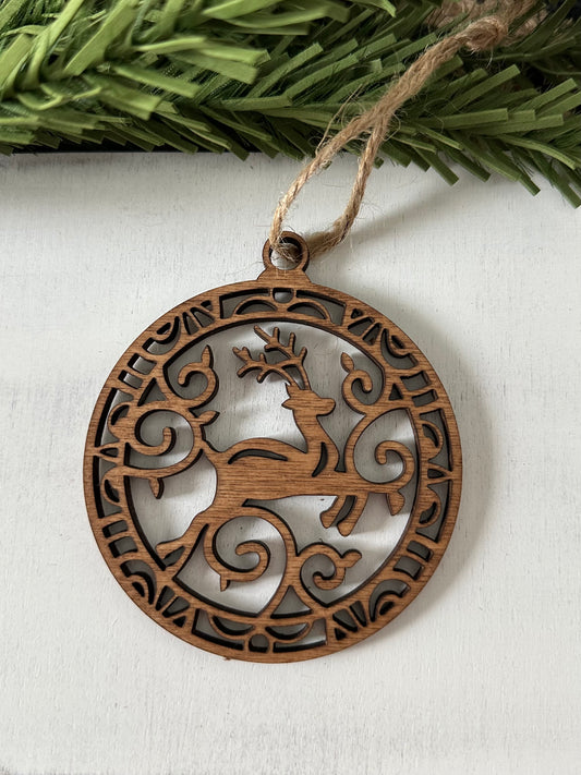 Wood Ornament - Reindeer Design