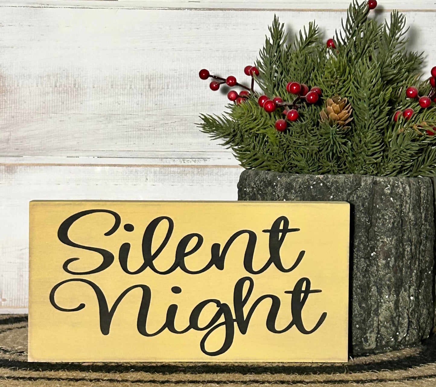 "silent night" wood sign