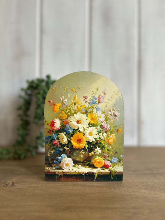 Spring Flowers Bouquet Wood Arch- Spring 2026 Decor