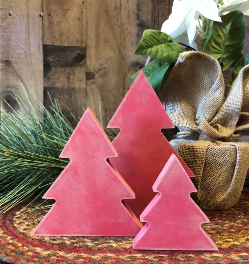 Primitive Wood Christmas Tree Sitters - Triangular Style