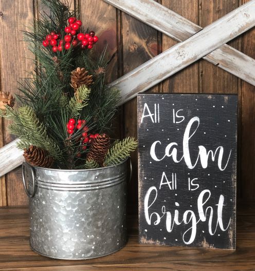 All is Calm - Holiday Rustic Wood Shelf Sitter