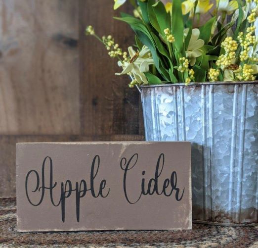 "Apple cider" wood sign