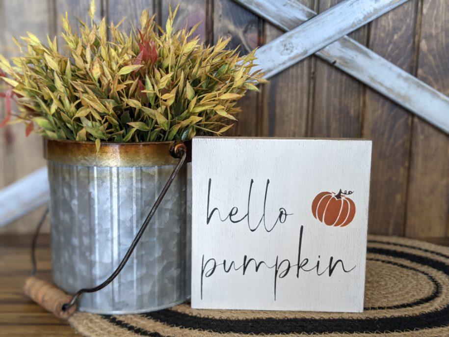 "Hello pumpkin" wood sign
