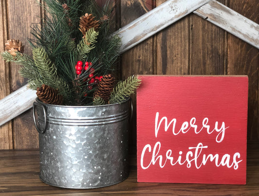 "Merry Christmas" red wood sign