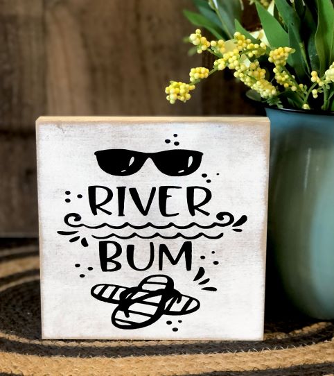 River Bum - Rustic Wood Shelf Sitter
