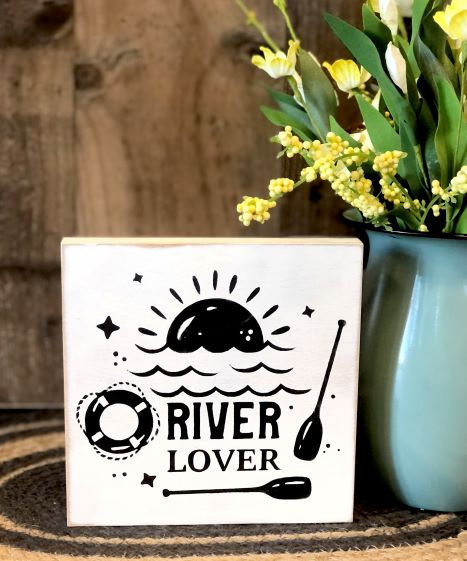 River Lover - Rustic Wood Shelf Sitter