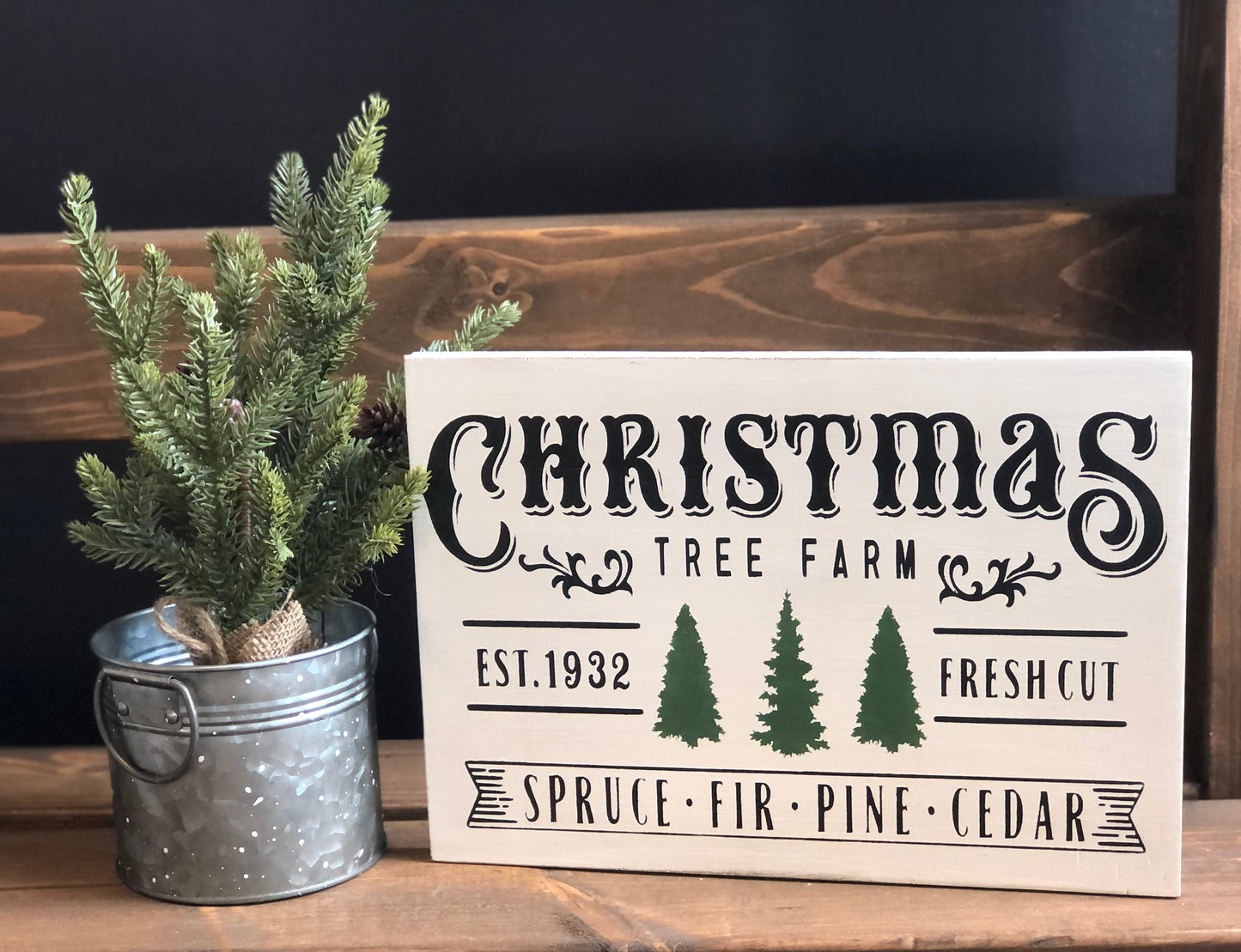 Vintage Tree Farm - Rustic Wood Christmas Sign
